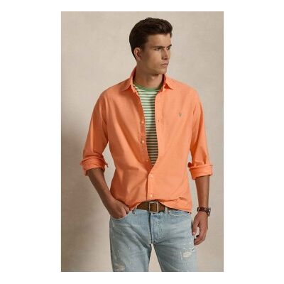 Polo Ralph Lauren für Herren. 710805564069 Orangefarbenes, durchgefärbtes Oxford-Hemd (S), Lässig, Baumwolle, Klassisch, Langarm Polo Ralph Lauren für Herren. 710805564069 Orangefarbenes, durchgefärbtes Oxford-Hemd (S), Lässig, Baumwolle, Klassisch, Langarm