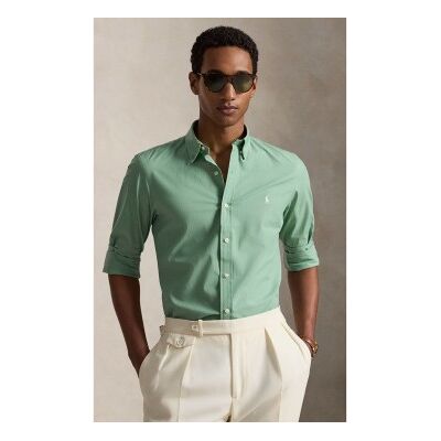 Polo Ralph Lauren für Herren. 710929348500 Slim Fit Hemd aus grünem Stretch-Popeline (M), Lässig, Baumwolle, Langarm Polo Ralph Lauren für Herren. 710929348500 Slim Fit Hemd aus grünem Stretch-Popeline (M), Lässig, Baumwolle, Langarm