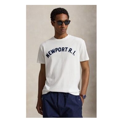 Polo Ralph Lauren für Herren. 710B20013001 Klassisches Fit bedrucktes Strick-T-Shirt weiß (XL), Lässig, Baumwolle, Kurzarm Polo Ralph Lauren für Herren. 710B20013001 Klassisches Fit bedrucktes Strick-T-Shirt weiß (XL), Lässig, Baumwolle, Kurzarm