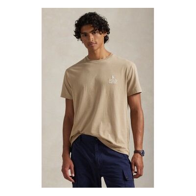 Polo Ralph Lauren für Herren. 710981136502 Beigefarbenes T-Shirt aus Jersey-Strick Classic Fit (M), Lässig, Baumwolle, Kurzarm Polo Ralph Lauren für Herren. 710981136502 Beigefarbenes T-Shirt aus Jersey-Strick Classic Fit (M), Lässig, Baumwolle, Kurzarm