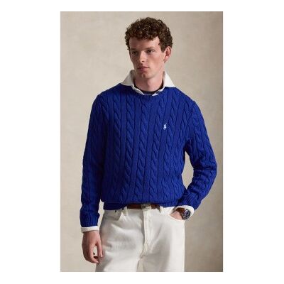 Polo Ralph Lauren für Herren. 710775885544 Marineblauer Zopfmuster-Pullover aus Baumwolle (XS), Lässig, Langarm Polo Ralph Lauren für Herren. 710775885544 Marineblauer Zopfmuster-Pullover aus Baumwolle (XS), Lässig, Langarm