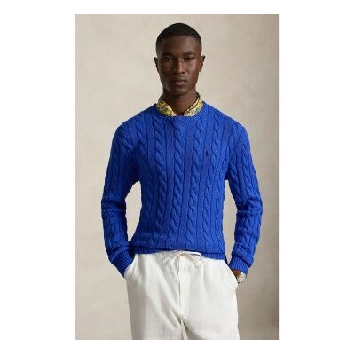 Polo Ralph Lauren für Herren. 710775885546 Blauer Baumwollpullover mit Zopfmuster (XL), Lässig, Baumwolle, Langarm Polo Ralph Lauren für Herren. 710775885546 Blauer Baumwollpullover mit Zopfmuster (XL), Lässig, Baumwolle, Langarm