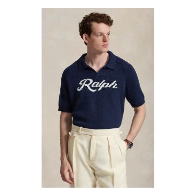 Polo Ralph Lauren für Herren. 710B32233001 Kurzarm-Pullover mit Ralph-Logo (L), Lässig, Leinen, Marine Polo Ralph Lauren für Herren. 710B32233001 Kurzarm-Pullover mit Ralph-Logo (L), Lässig, Leinen, Marine