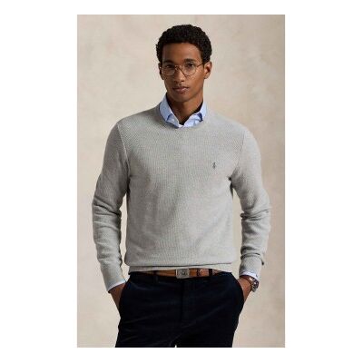 Polo Ralph Lauren für Herren. 710918163002 Grauer Piqué-Pullover aus Baumwolle (XS), Lässig, Klassisch Polo Ralph Lauren für Herren. 710918163002 Grauer Piqué-Pullover aus Baumwolle (XS), Lässig, Klassisch