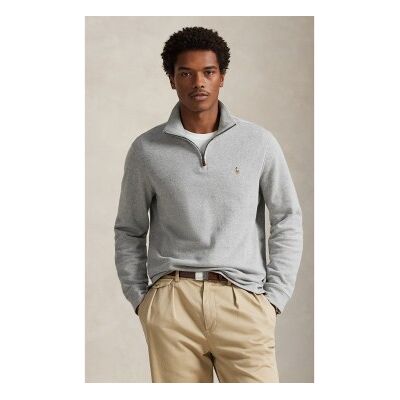 Polo Ralph Lauren für Herren. 710P07411003 Jersey Estate-Ripp mit kurzem Reißverschluss (XS), Lässig, Grau, Baumwolle, Langarm Polo Ralph Lauren für Herren. 710P07411003 Jersey Estate-Ripp mit kurzem Reißverschluss (XS), Lässig, Grau, Baumwolle, Langarm