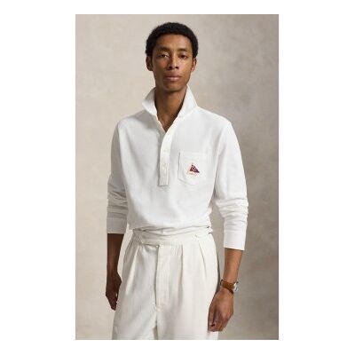 Polo Ralph Lauren für Herren. 710B19226002 Klassisches Fit weißes Piqué-Poloshirt mit Stickerei (XL), Lässig, Baumwolle, Langarm Polo Ralph Lauren für Herren. 710B19226002 Klassisches Fit weißes Piqué-Poloshirt mit Stickerei (XL), Lässig, Baumwolle, Langarm