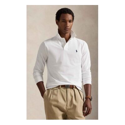Polo Ralph Lauren für Herren. 710680790001 Custom Slim Fit Pique-Poloshirt weiß (L), Lässig, Baumwolle, Langarm Polo Ralph Lauren für Herren. 710680790001 Custom Slim Fit Pique-Poloshirt weiß (L), Lässig, Baumwolle, Langarm