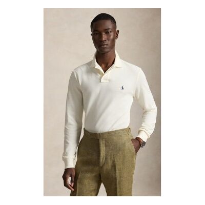 Polo Ralph Lauren für Herren. 710680790137 Polohemd aus Piqué in Custom-Slim-Fit in Gebrochenes Weiß (XL), Lässig, Baumwolle, Langarm Polo Ralph Lauren für Herren. 710680790137 Polohemd aus Piqué in Custom-Slim-Fit in Gebrochenes Weiß (XL), Lässig, Baumwolle, Langarm