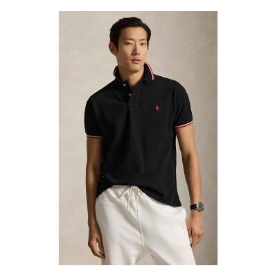 Polo Ralph Lauren für Herren. 710842621001 Custom Slim Fit Pique-Poloshirt schwarz (M), Lässig, Baumwolle, Klassisch, Kurzarm Polo Ralph Lauren für Herren. 710842621001 Custom Slim Fit Pique-Poloshirt schwarz (M), Lässig, Baumwolle, Klassisch, Kurzarm
