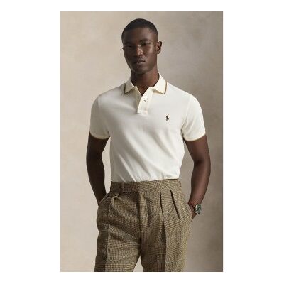 Polo Ralph Lauren für Herren. 710842621054 Polohemd aus Piqué in Custom-Slim-Fit cremeweiß (M), Lässig, Baumwolle, Kurzarm Polo Ralph Lauren für Herren. 710842621054 Polohemd aus Piqué in Custom-Slim-Fit cremeweiß (M), Lässig, Baumwolle, Kurzarm