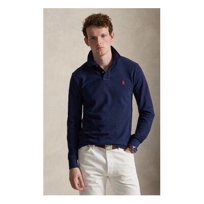 Polo Ralph Lauren für Herren. 710681126052 Langärmliges Slim Fit Piqué-Poloshirt in Marineblau (L), Lässig, Baumwolle, Langarm Polo Ralph Lauren für Herren. 710681126052 Langärmliges Slim Fit Piqué-Poloshirt in Marineblau (L), Lässig, Baumwolle, Langarm