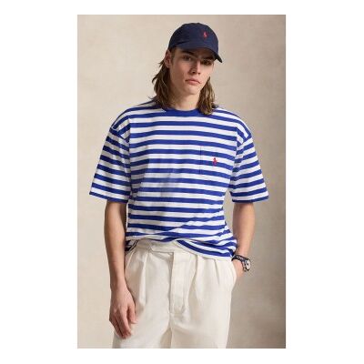 Polo Ralph Lauren für Herren. 710B19238001 Relaxed T-Shirt mit blauen Streifen (XXL), Lässig, Baumwolle, Kurzarm Polo Ralph Lauren für Herren. 710B19238001 Relaxed T-Shirt mit blauen Streifen (XXL), Lässig, Baumwolle, Kurzarm