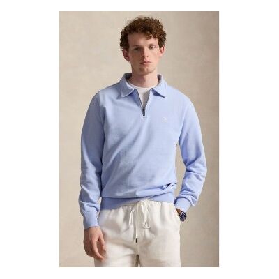 Polo Ralph Lauren für Herren. 710B18911001 Blaues Frottee-Sweatshirt mit kurzem Reißverschluss (L), Lässig, Baumwolle Polo Ralph Lauren für Herren. 710B18911001 Blaues Frottee-Sweatshirt mit kurzem Reißverschluss (L), Lässig, Baumwolle