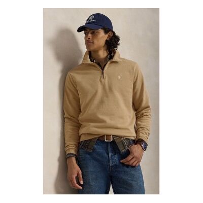 Polo Ralph Lauren für Herren. 710B18911003 Beigefarbenes Frottee-Sweatshirt mit kurzem Reißverschluss (S), Lässig, Baumwolle Polo Ralph Lauren für Herren. 710B18911003 Beigefarbenes Frottee-Sweatshirt mit kurzem Reißverschluss (S), Lässig, Baumwolle