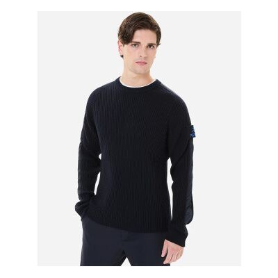 Premiata für Herren. PMG26 Gerippter Pullover navy (M), Lässig, Wolle, Marine Premiata für Herren. PMG26 Gerippter Pullover navy (M), Lässig, Wolle, Marine