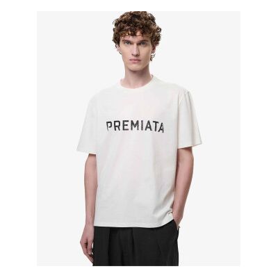 Premiata für Herren. PA1030 Bedrucktes T-shirt weiß (M), Lässig, Baumwolle, Kurzarm Premiata für Herren. PA1030 Bedrucktes T-shirt weiß (M), Lässig, Baumwolle, Kurzarm