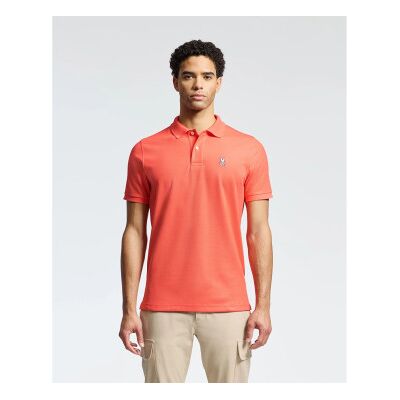 Psycho Bunny für Herren. B6K001F200 Klassisches korallenrotes Piqué-Poloshirt (S), Lässig, Baumwolle, Kurzarm Psycho Bunny für Herren. B6K001F200 Klassisches korallenrotes Piqué-Poloshirt (S), Lässig, Baumwolle, Kurzarm