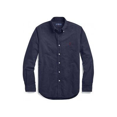Polo Ralph Lauren für Herren. 710723610003 Marine-Oxfordhemd mit schmalem Schnitt (S), Lässig, Baumwolle, Langarm Polo Ralph Lauren für Herren. 710723610003 Marine-Oxfordhemd mit schmalem Schnitt (S), Lässig, Baumwolle, Langarm