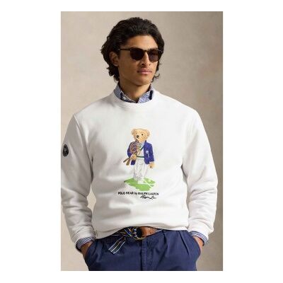 Polo Ralph Lauren für Herren. 710B16075001 Weißes Wimbledon-Sweatshirt mit Polo Bear Relaxed (S), Lässig, Baumwolle Polo Ralph Lauren für Herren. 710B16075001 Weißes Wimbledon-Sweatshirt mit Polo Bear Relaxed (S), Lässig, Baumwolle