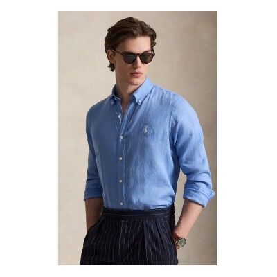 Polo Ralph Lauren für Herren. 710966294519 Maßgeschneidertes Leinenhemd blau (L), Lässig, Langarm Polo Ralph Lauren für Herren. 710966294519 Maßgeschneidertes Leinenhemd blau (L), Lässig, Langarm