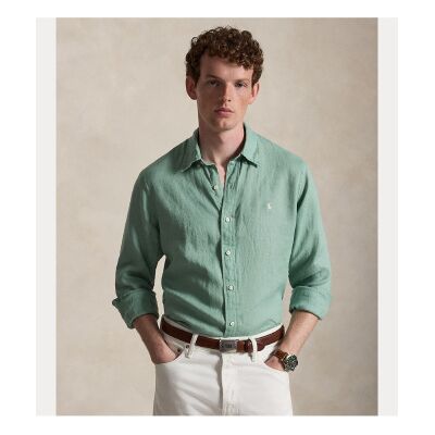 Polo Ralph Lauren für Herren. 710966294522 Maßgeschneidertes Leinenhemd grün (L), Lässig, Langarm Polo Ralph Lauren für Herren. 710966294522 Maßgeschneidertes Leinenhemd grün (L), Lässig, Langarm