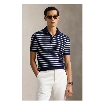 Polo Ralph Lauren für Herren. 710B13894002 Marineblaues Poloshirt mit Streifen (L), Lässig, Baumwolle, Kurzarm Polo Ralph Lauren für Herren. 710B13894002 Marineblaues Poloshirt mit Streifen (L), Lässig, Baumwolle, Kurzarm