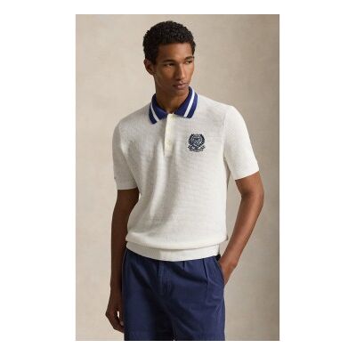 Polo Ralph Lauren für Herren. 710B16072001 Wimbledon-Poloshirt weiß (M), Lässig, Baumwolle, Kurzarm Polo Ralph Lauren für Herren. 710B16072001 Wimbledon-Poloshirt weiß (M), Lässig, Baumwolle, Kurzarm