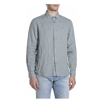 Replay für Herren. M4159.000.81388B Naturale blaues Hemd (M), Lässig, Baumwolle, Langarm Replay für Herren. M4159.000.81388B Naturale blaues Hemd (M), Lässig, Baumwolle, Langarm