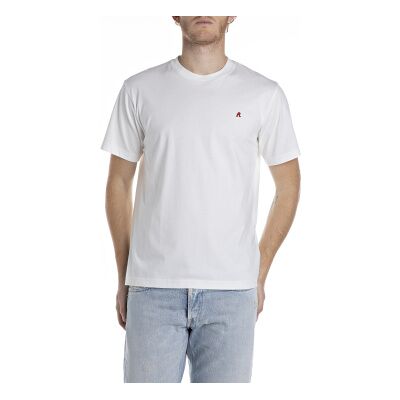 Replay für Herren. M3015.000.2660 Mini-Logo-T-Shirt weiß (L), Lässig, Baumwolle, Kurzarm Replay für Herren. M3015.000.2660 Mini-Logo-T-Shirt weiß (L), Lässig, Baumwolle, Kurzarm