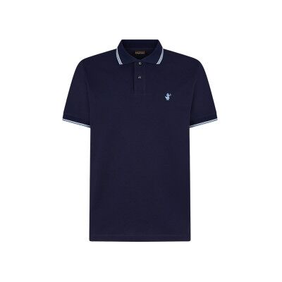 Save The Duck für Herren. DR0136M-BATE20 Richard marineblaues Poloshirt (S), Lässig, Baumwolle, Kurzarm Save The Duck für Herren. DR0136M-BATE20 Richard marineblaues Poloshirt (S), Lässig, Baumwolle, Kurzarm