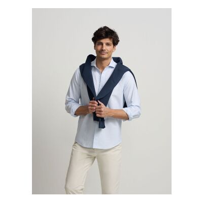 Silbon für Herren. S261020502329 Sporthemd oxford Querstreifen blau (M), Lässig, Baumwolle, Langarm Silbon für Herren. S261020502329 Sporthemd oxford Querstreifen blau (M), Lässig, Baumwolle, Langarm
