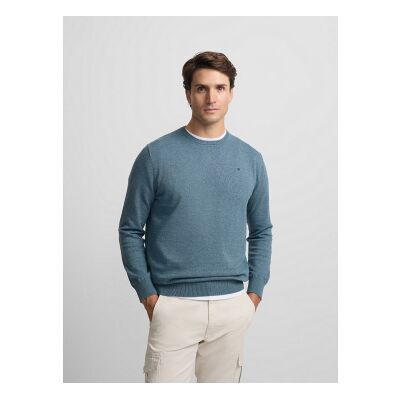 Silbon für Herren. S261010102312 Einfarbig blauer Pullover mit Rundhalsausschnitt (L), Lässig, Baumwolle Silbon für Herren. S261010102312 Einfarbig blauer Pullover mit Rundhalsausschnitt (L), Lässig, Baumwolle