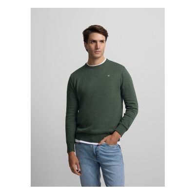 Silbon für Herren. S261010803127 Grüner Box-Clared-Pullover, einfarbig (M), Lässig, Baumwolle Silbon für Herren. S261010803127 Grüner Box-Clared-Pullover, einfarbig (M), Lässig, Baumwolle