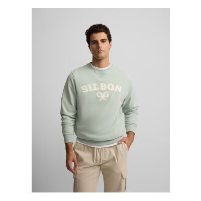 Silbon für Herren. S261011102227 Sweatshirt racket medium blau (M), Lässig, Baumwolle Silbon für Herren. S261011102227 Sweatshirt racket medium blau (M), Lässig, Baumwolle