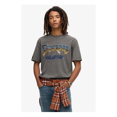 Superdry für Herren. M1012019A T-shirt 70S Rock Grafik Band grau (XL), Lässig, Baumwolle, Kurzarm Superdry für Herren. M1012019A T-shirt 70S Rock Grafik Band grau (XL), Lässig, Baumwolle, Kurzarm
