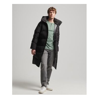 Superdry für Herren. M5011784A Langer Steppmantel mit schwarzer Kapuze (M), Lässig, Recyceltes Polyester, Nachhaltig Superdry für Herren. M5011784A Langer Steppmantel mit schwarzer Kapuze (M), Lässig, Recyceltes Polyester, Nachhaltig