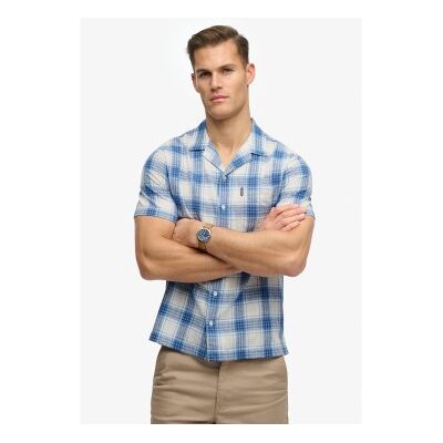 Superdry für Herren. M4011139A Cabana Check Hemd blau (S), Lässig, Baumwolle, Kurzarm Superdry für Herren. M4011139A Cabana Check Hemd blau (S), Lässig, Baumwolle, Kurzarm
