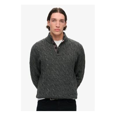 Superdry für Herren. M6110623A Grauer geflochtener Strickpullover (L), Lässig, Polyester Superdry für Herren. M6110623A Grauer geflochtener Strickpullover (L), Lässig, Polyester