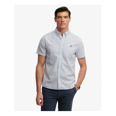 Superdry für Herren. M4011102A Klassisches blaues Seersucker-Hemd (M), Lässig, Baumwolle, Kurzarm Superdry für Herren. M4011102A Klassisches blaues Seersucker-Hemd (M), Lässig, Baumwolle, Kurzarm