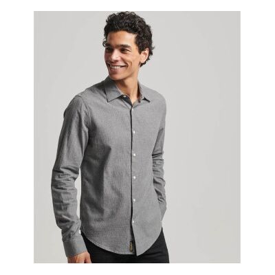 Superdry für Herren. M4010710A Graues Langarmhemd aus Baumwolle (XXL), Lässig Superdry für Herren. M4010710A Graues Langarmhemd aus Baumwolle (XXL), Lässig