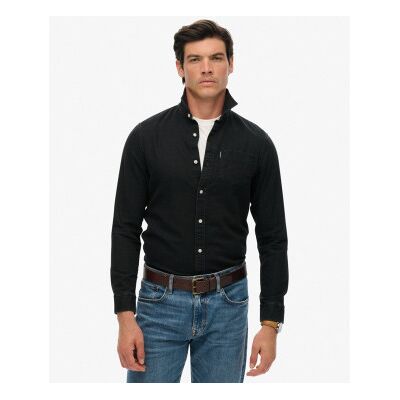 Superdry für Herren. M4011065A Essentials Shirt schwarz (M), Lässig, Baumwolle, Langarm Superdry für Herren. M4011065A Essentials Shirt schwarz (M), Lässig, Baumwolle, Langarm
