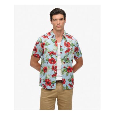 Superdry für Herren. M4010947A Blaues Hawaii-Hemd (L), Lässig, Baumwolle, Kurzarm Superdry für Herren. M4010947A Blaues Hawaii-Hemd (L), Lässig, Baumwolle, Kurzarm