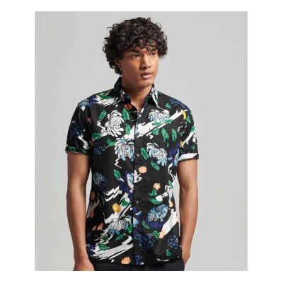 Superdry für Herren. M4010620A Hawaii-Hemd navy (XXL), Schwarz, Lässig, Modal, Kurzarm Superdry für Herren. M4010620A Hawaii-Hemd navy (XXL), Schwarz, Lässig, Modal, Kurzarm