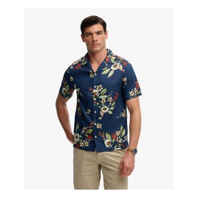 Superdry für Herren. M4011128A Hawaiihemd Marineblau (S), Lässig, Modal, Kurzarm Superdry für Herren. M4011128A Hawaiihemd Marineblau (S), Lässig, Modal, Kurzarm