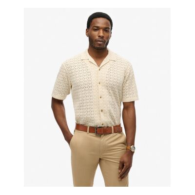 Superdry für Herren. M4011058A Gestricktes Textur-Shirt beige (L), Lässig, Baumwolle, Kurzarm Superdry für Herren. M4011058A Gestricktes Textur-Shirt beige (L), Lässig, Baumwolle, Kurzarm