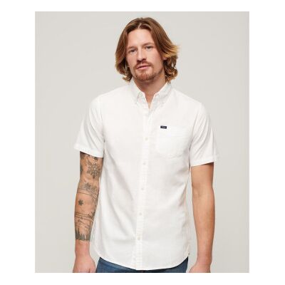 Superdry für Herren. M4010623A Kurzarm-Oxford-Hemd weiß (L), Lässig, Baumwolle Superdry für Herren. M4010623A Kurzarm-Oxford-Hemd weiß (L), Lässig, Baumwolle