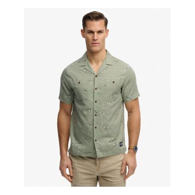 Superdry für Herren. M4011130A Bedrucktes grünes Hemd (M), Lässig, Baumwolle, Kurzarm Superdry für Herren. M4011130A Bedrucktes grünes Hemd (M), Lässig, Baumwolle, Kurzarm