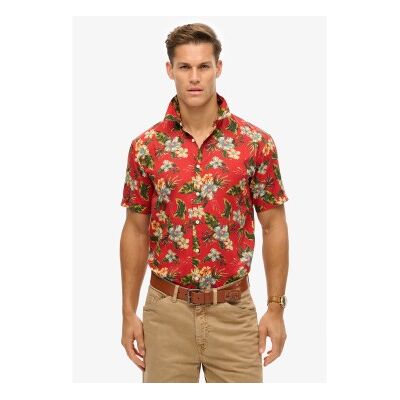 Superdry für Herren. M4010947A Hawaii-Hemd rot (L), Lässig, Modal, Kurzarm Superdry für Herren. M4010947A Hawaii-Hemd rot (L), Lässig, Modal, Kurzarm