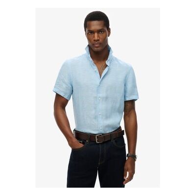 Superdry für Herren. M4010937A Kurzärmeliges Leinenhemd Vacation blau (L), Lässig, Kurzarm Superdry für Herren. M4010937A Kurzärmeliges Leinenhemd Vacation blau (L), Lässig, Kurzarm