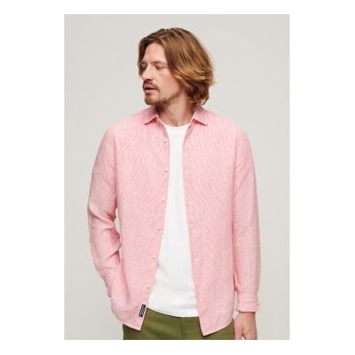 Superdry für Herren. M4010607A Lässiges Leinen-Langarmhemd rosa (S) Superdry für Herren. M4010607A Lässiges Leinen-Langarmhemd rosa (S)